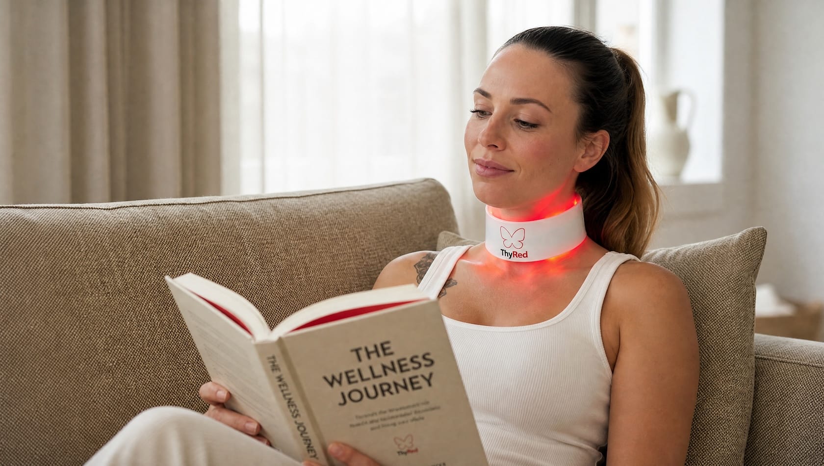 ThyRed worn while reading on the couch